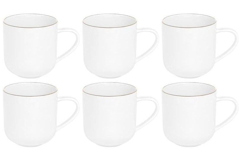 Furber. Furber Kaffeetasse 6er Set – 400 ml, Ø 9 cm, Knochenporzellan, Weiss, spülmaschinenfest
