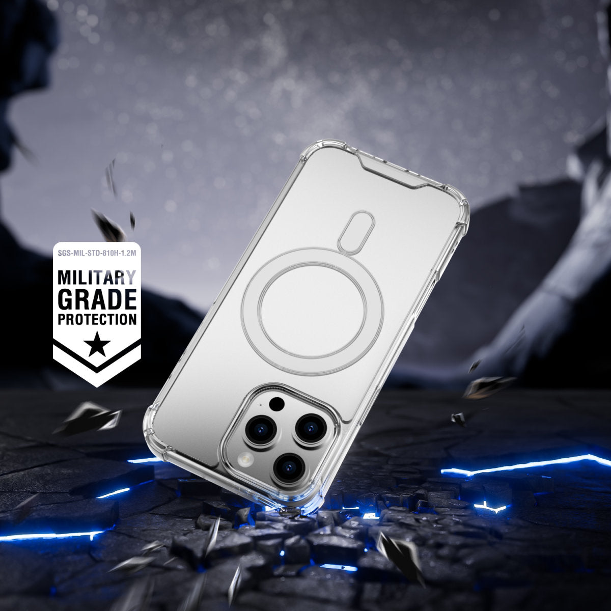 4smarts Hybrid Case Ibiza – Backcover – für Apple iPhone 16 Pro Max, PC+TPU, Transparent, bis 1,2 m sturzsicher