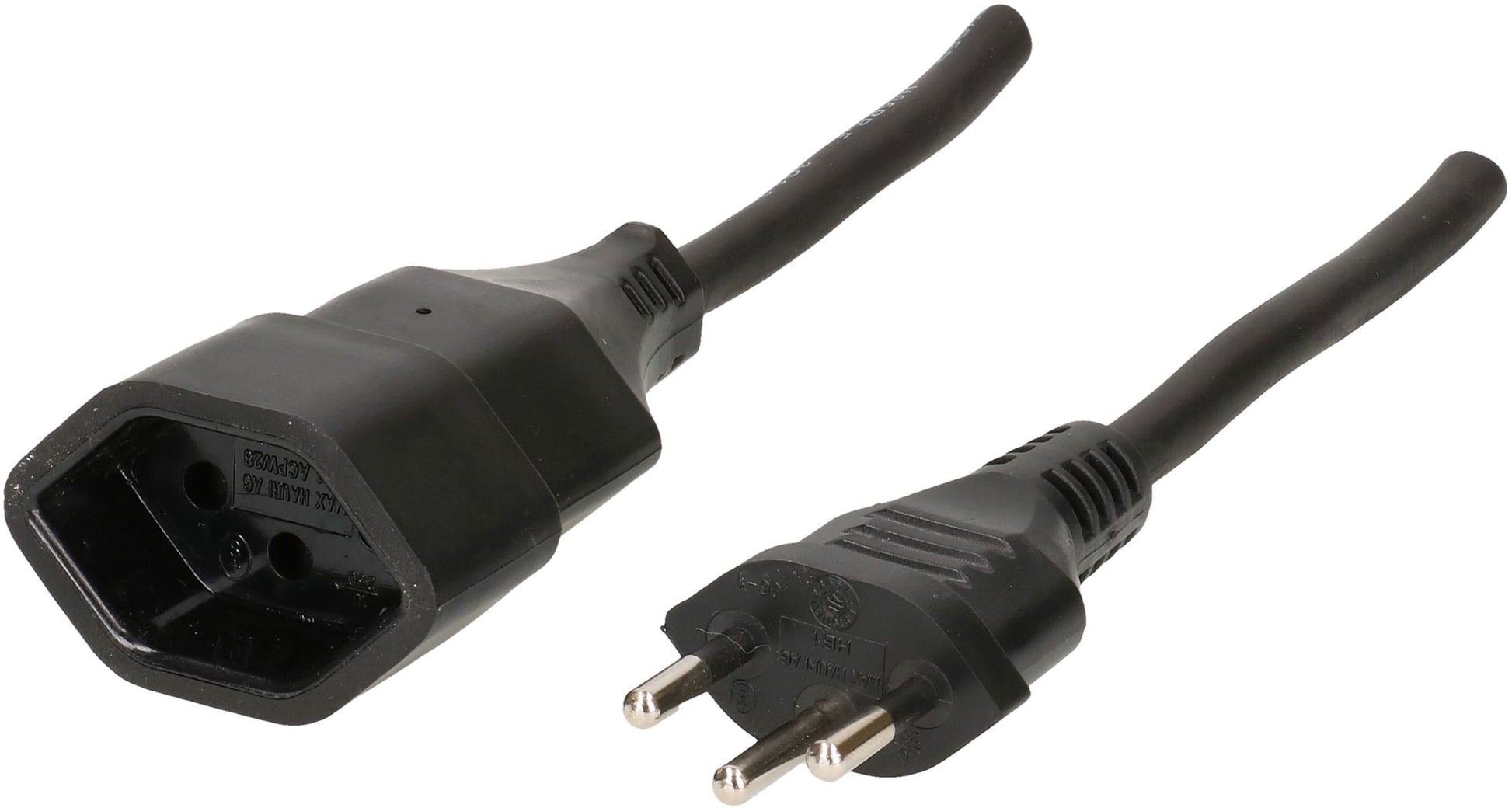 Max Hauri AG Max Hauri Verlängerungskabel, T12–T13, 5 m, 1 mm², angespritzt – schwarz