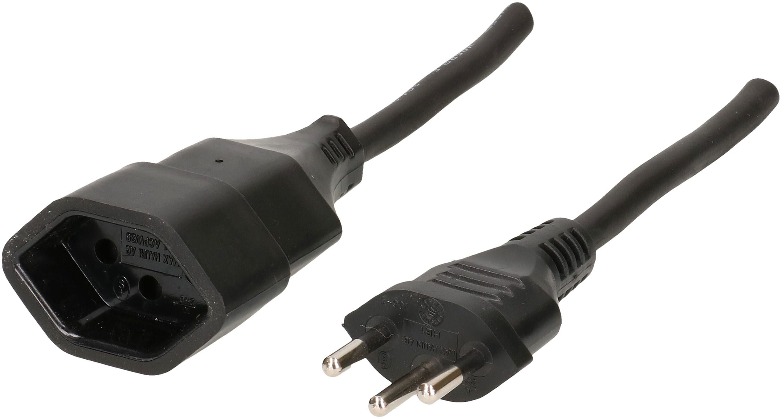 Max Hauri AG Max Hauri Verlängerungskabel, T12–T13, 5 m, 1 mm², angespritzt – schwarz