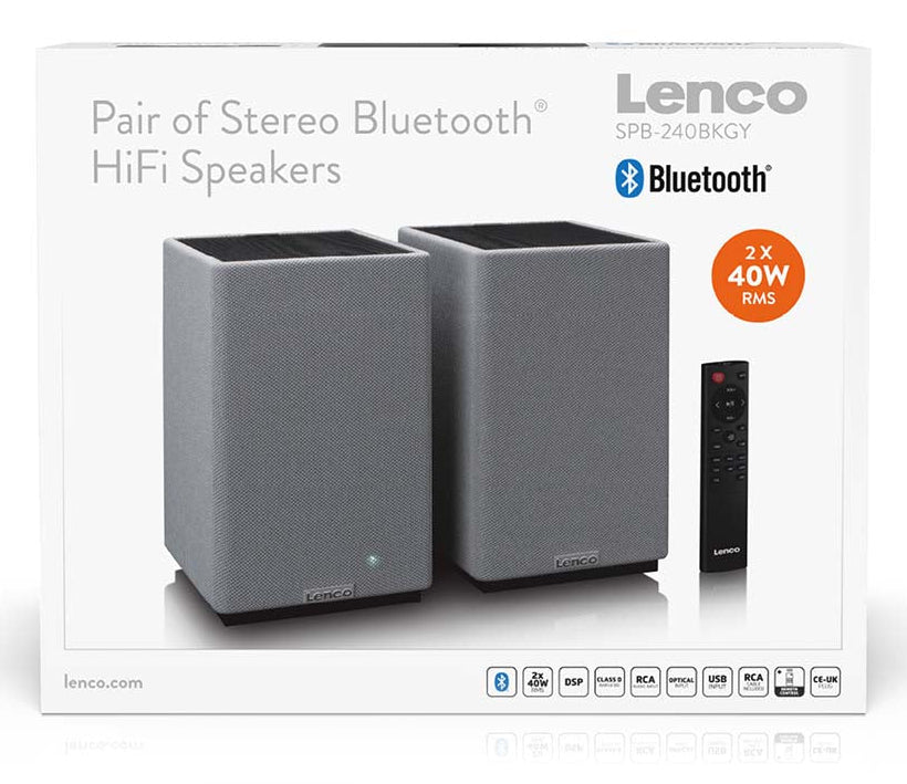 Lenco SPB-241WDGY – Aktivlautsprecher (Paar) – 2-Wege, 2 × 40 W, Bluetooth 5.3