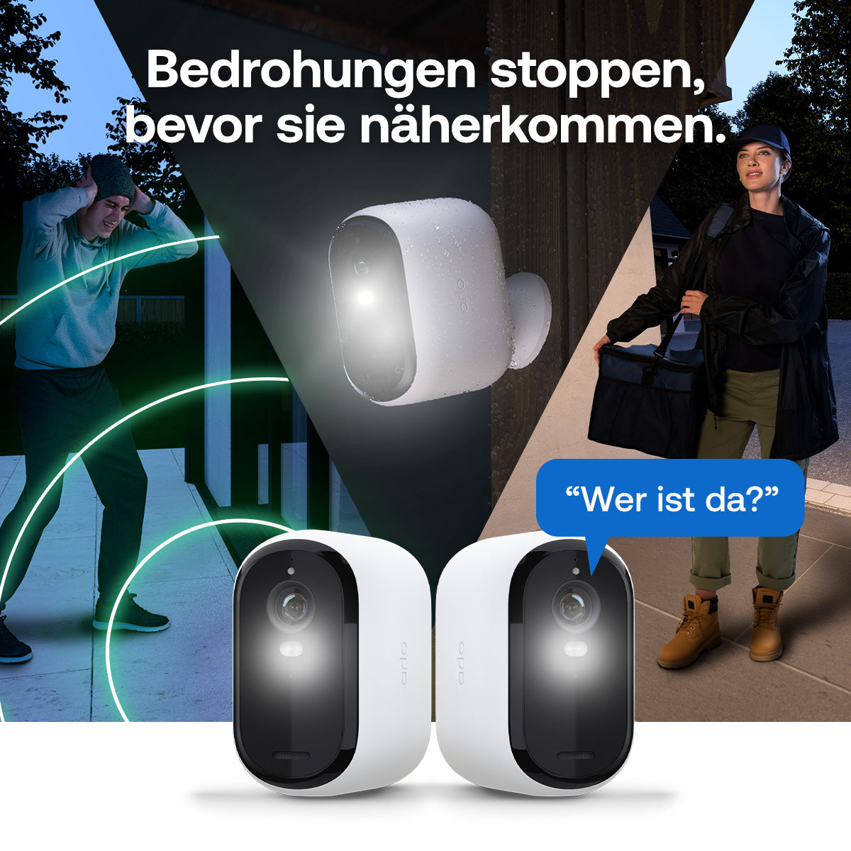 Arlo Essential3 Outdoor XL VMC3382 Netzwerkkamera – 4 MP, Reichweite 5 m, IP65, Weiss