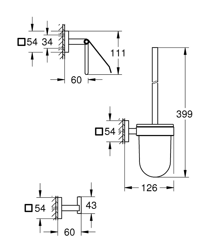 GROHE Seifenhalter Start Cube – Metall, Klebestreifen, Schwarz, 3er-Set
