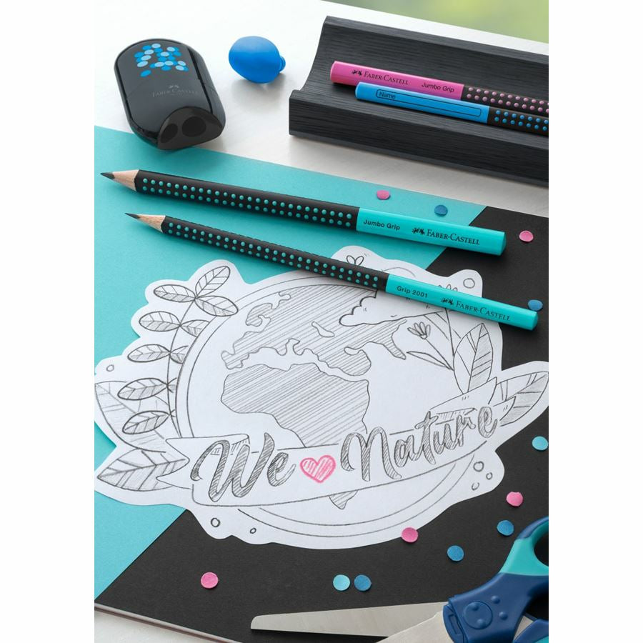 Faber-Castell Grip Jumbo Zweifarbiger Bleistift, Dreikant B Mine Ø 3,25 mm