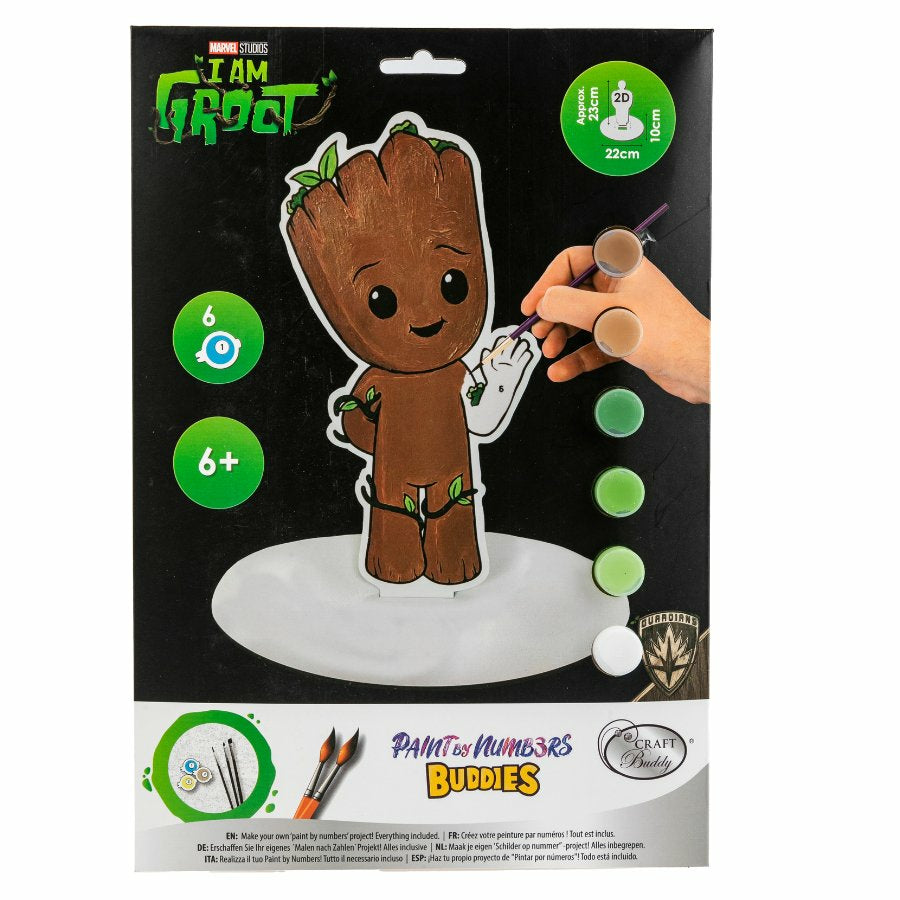 CRAFT Buddy Malen-nach-Zahlen-Set – Groot (MARVEL) – 23,0 × 22,0 cm – ab 6 Jahren
