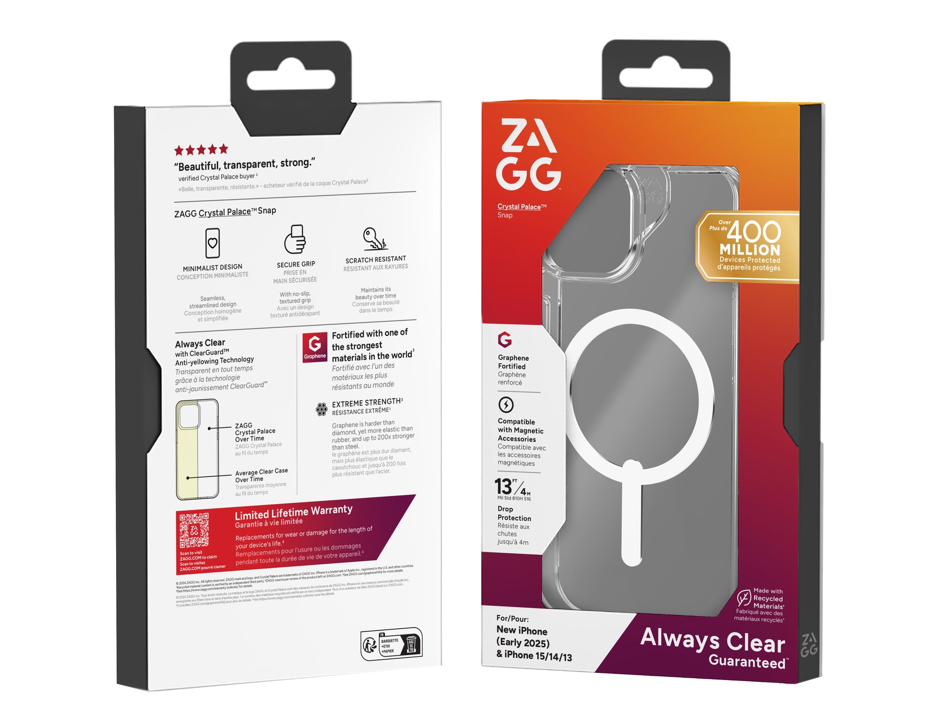 ZAGG Backcover Crystal Palace – für Apple iPhone 13–16 – Snap-/Lock-Verschluss