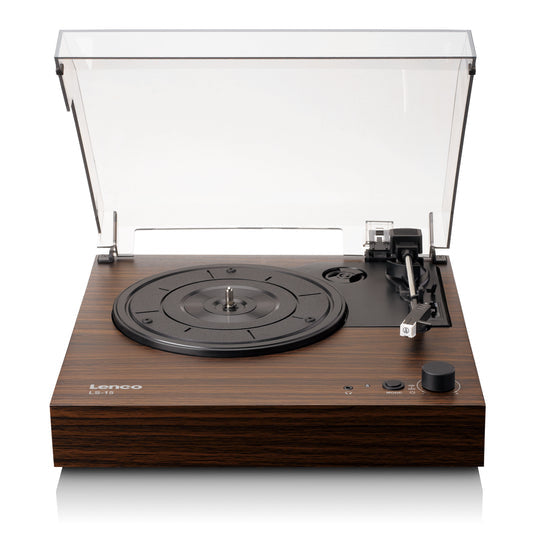 Lenco LS-15WD – Plattenspieler (Riemenantrieb), Bluetooth, Phono-Vorverstärker, 33⅓/45 – Braun