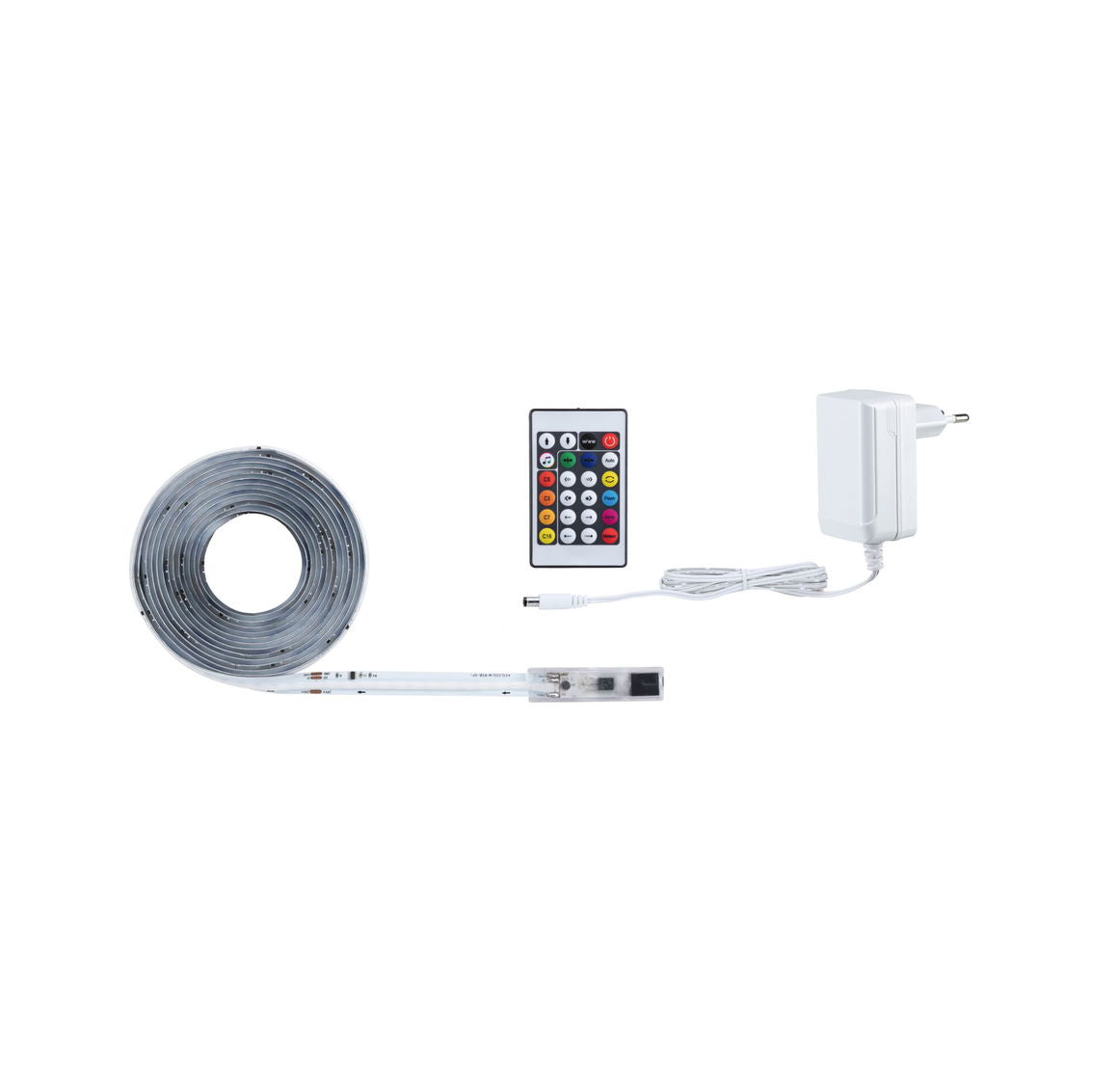 Paulmann LED-Strip – Set, 3 m, 630 lm, 16 W, RGBIC, dimmbar, weiss, inkl. Netzteil und Fernbedienung