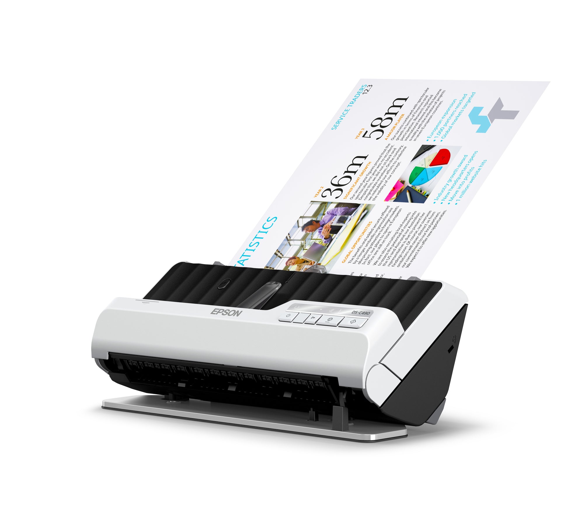 Epson Ds-C490 ADF + Bogenscanner Dokumentenscanner, A4, Duplex, 600 dpi, ADF 20 Blatt, USB, für Windows