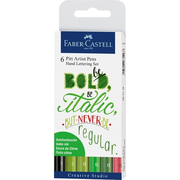 Faber-Castell Tuschefüller Pitt Artist Pen Lettering, Strichbreite 0,3 mm, wasserfest, 6 Stk.