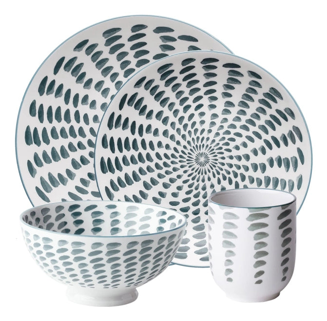Lunasol Geschirrset – 24-teiliges Set, Ø 25/21,3/15,2/7 cm, Porzellan, spülmaschinenfest, mikrowellengeeignet