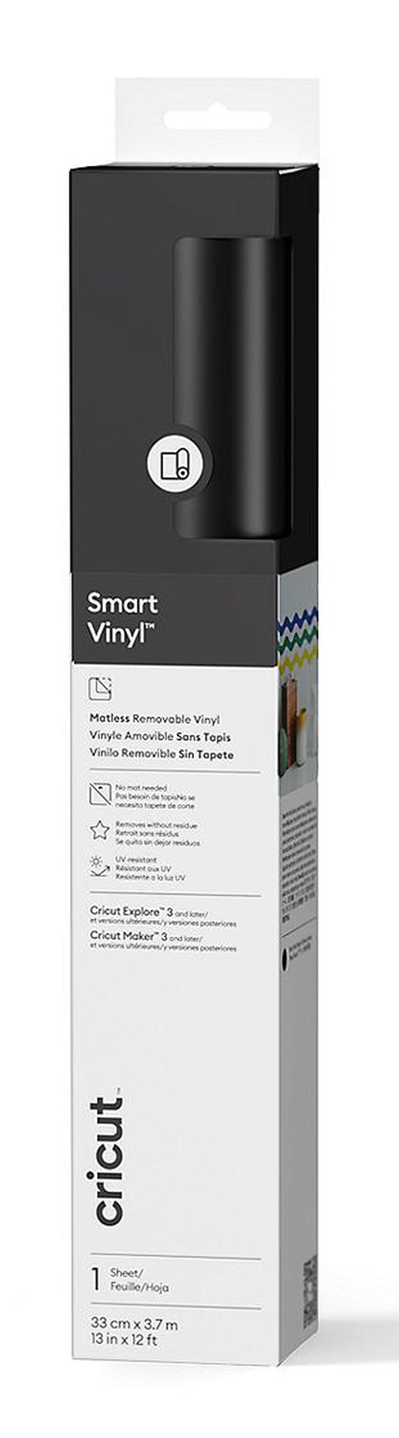 Cricut Vinylfolie ablösbar matt schwarz – 33 × 3,7 m – für Cricut Maker 3/4, Explore 3/4, Venture – 1 Stück