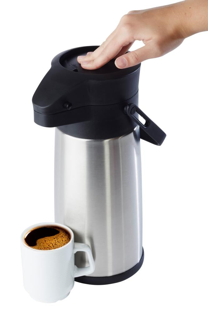 APS-Germany APS Thermoskanne – 2,2 l, Ø 13,5 cm, H 32,5 cm, Kunststoff (PP)/Edelstahl, mit Pumpverschluss, vakuumisoliert