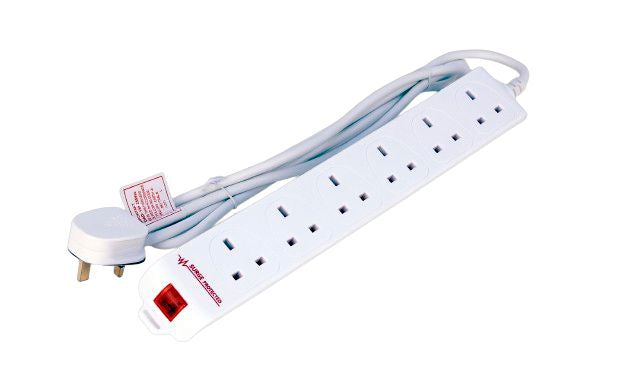 Microconnect Steckdosenleiste – 6× UK (Typ G), 2 m, ohne Schalter, weiss
