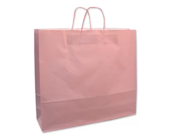 Elco Tragetasche – Rosa, Kraftpapier 100 g/m², gedrehte Papierkordeln – 450 × 150 × 490 mm – 25 Stk.