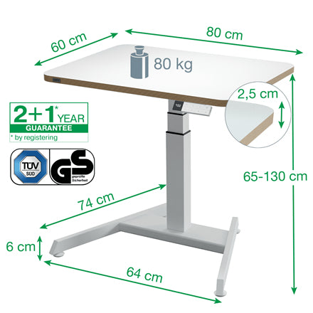 Leitz Ergo höhenverstellbarer Sitz-Stehtisch – 65 cm, Dunkles Grau, 60 cm