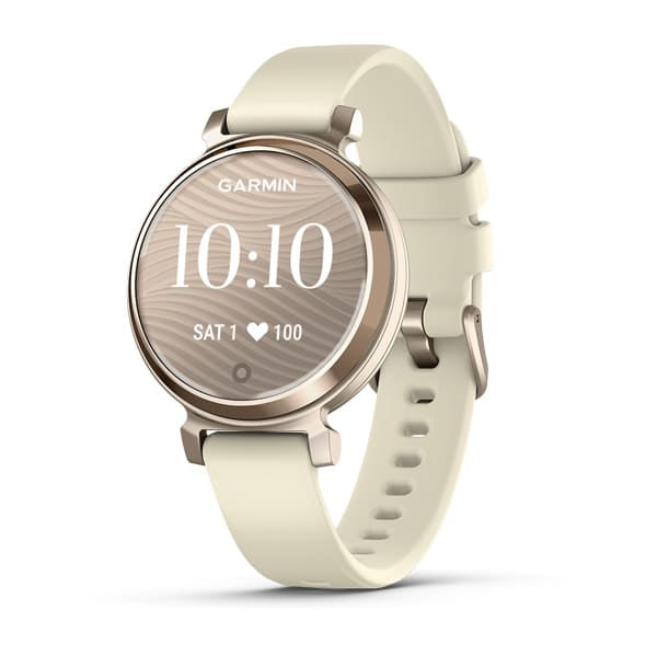 Garmin Lily 2 35 mm GPS – Aluminium Gold, Sportband Creme, 50 m, für Android und iPhone