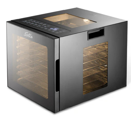 Solis Dörrgerät VitaDry SEV – 8 Edelstahlschalen, 850 W, 48 h Timer – schwarz