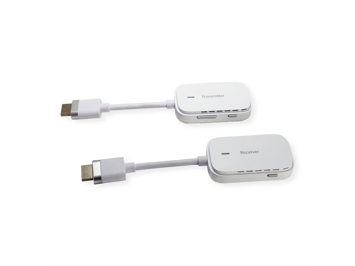 VALUE Wireless HDMI Extender-Set, 1× HDMI In / 1× HDMI Out, 1080p@60 Hz, 20 m, 3D, Verschlüsselt, Weiss