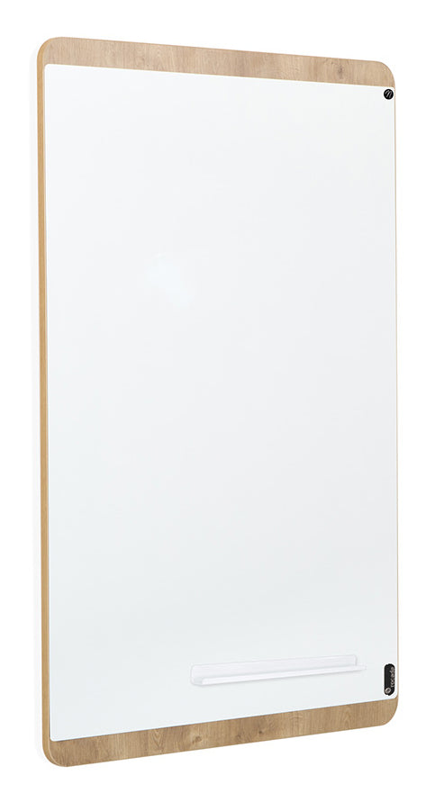 Rocada Whiteboard – 115 × 75 cm, lackierter Stahl, magnetisch, Holzrahmen, Eiche, Wandmontage