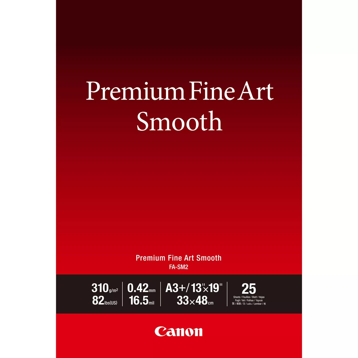 Canon Premium Fine Art Smooth Fotopapier – A3+, 310 g/m², 25 Blatt, 100 % Baumwolle – für Canon LUCIA PRO