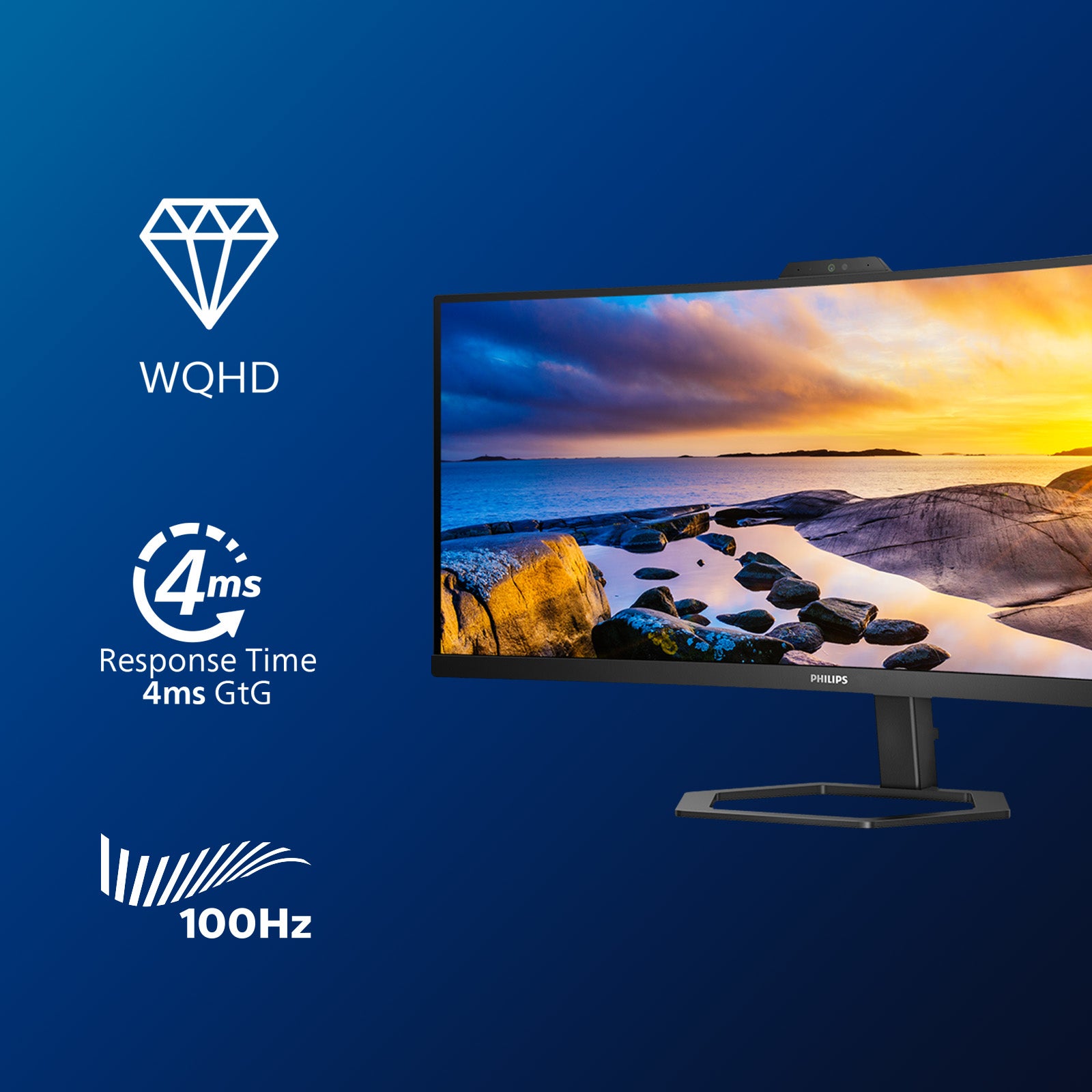 Philips 34E1C5600HE/00 – Monitor, 34", VESA 100 × 100, Schwarz