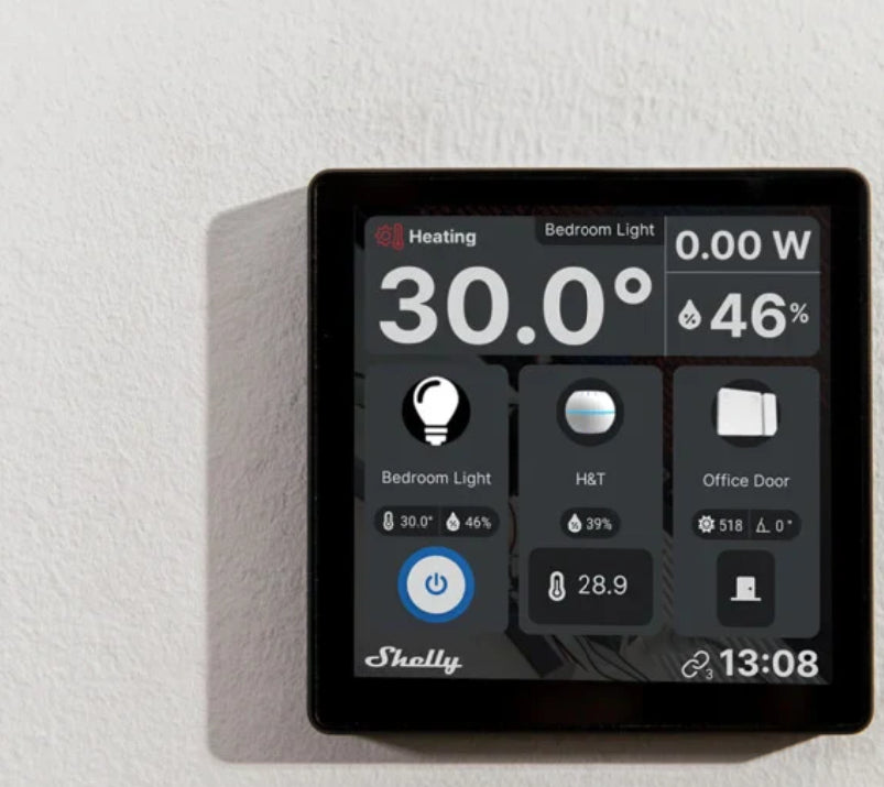 Shelly Smart-Display – 4,0" Display, Leistungsüberwachung, inkl. BLU H&T-Sensor – für Shelly-Geräte – Schwarz