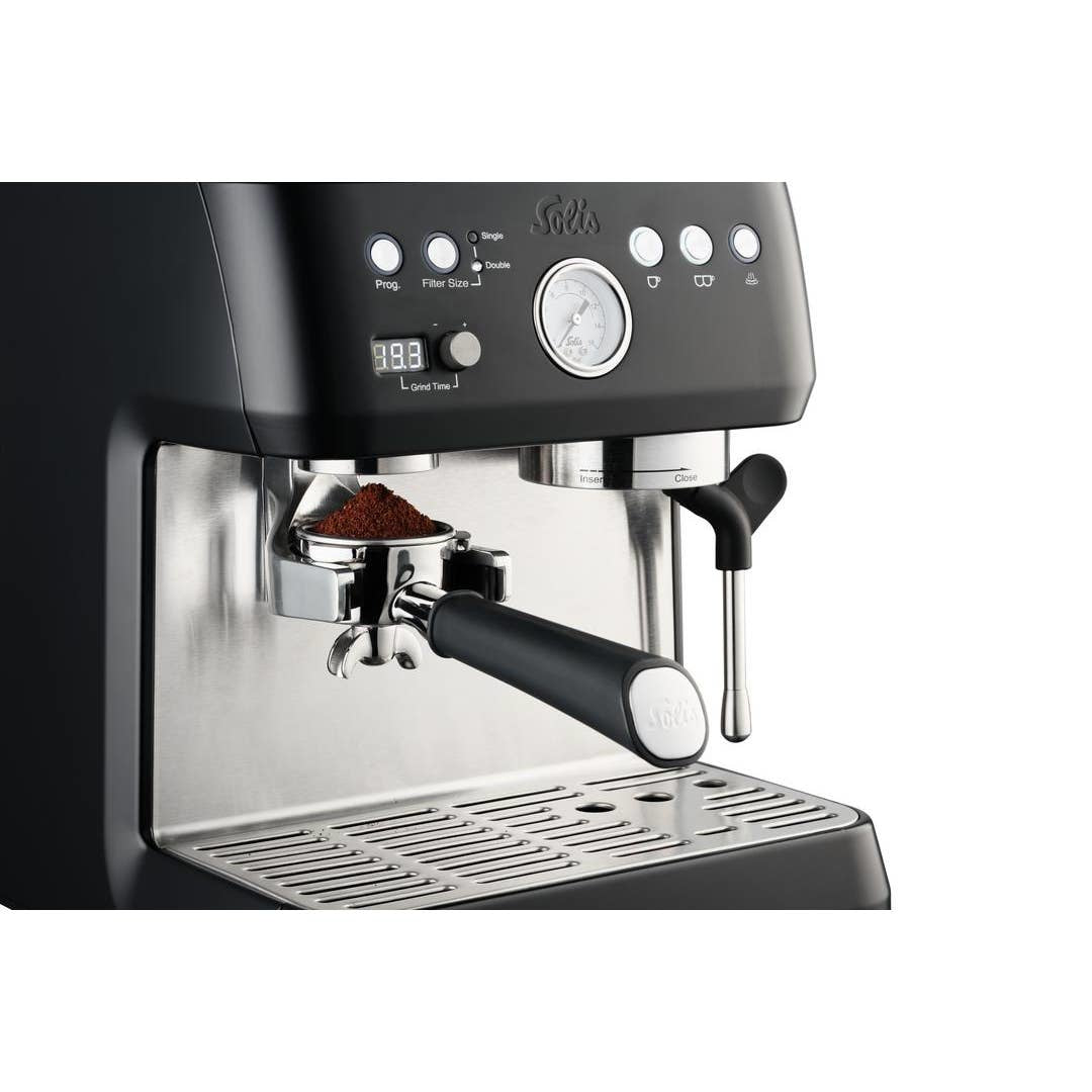 Solis Grind & Infuse Perfetta 980.69 Siebträgermaschine – 16 bar, 2,6 l, 250 g, mit Mahlwerk, Schwarz