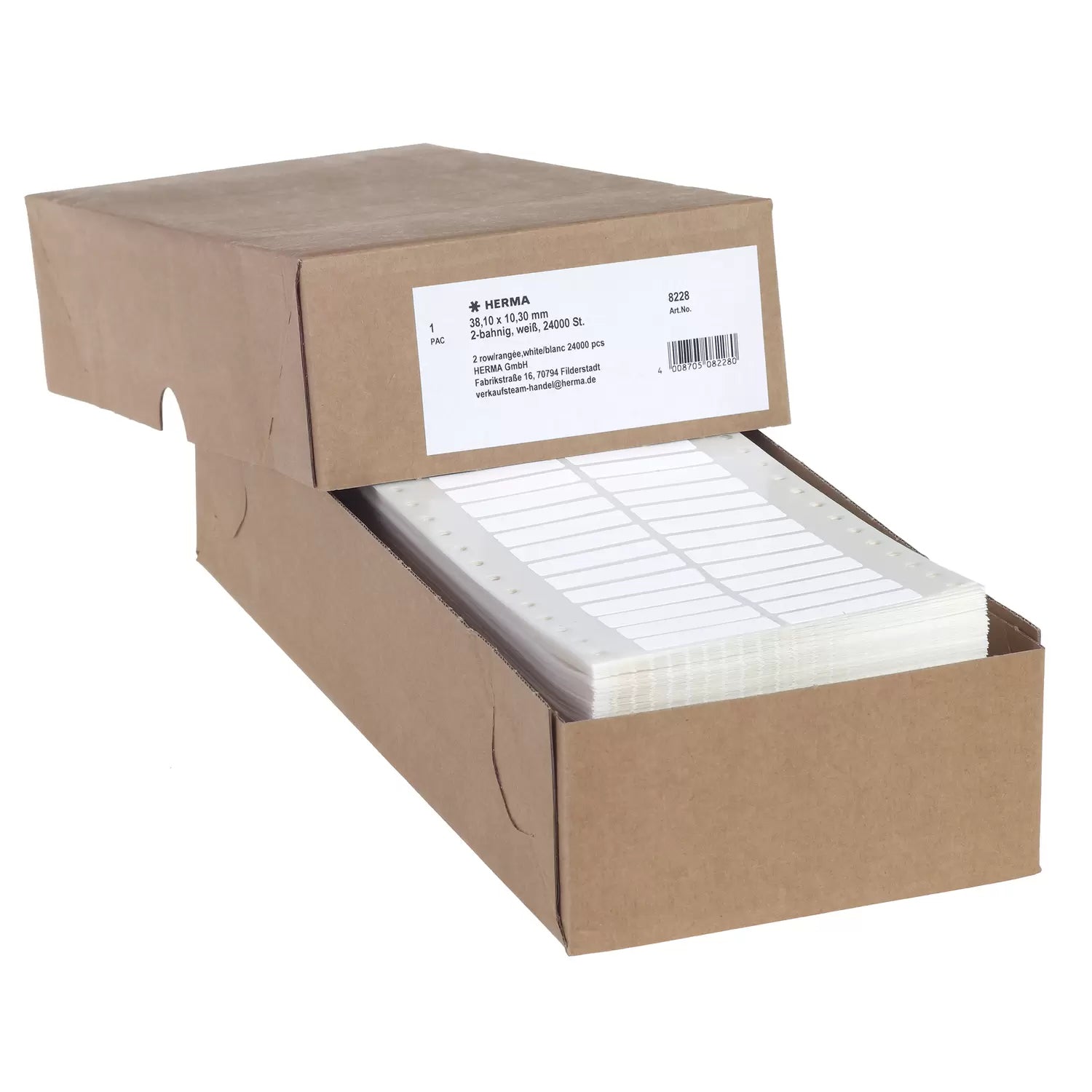 HERMA Druckeretiketten, 38 mm × 10 mm, weiss, Papier, permanent, 24000 Etiketten