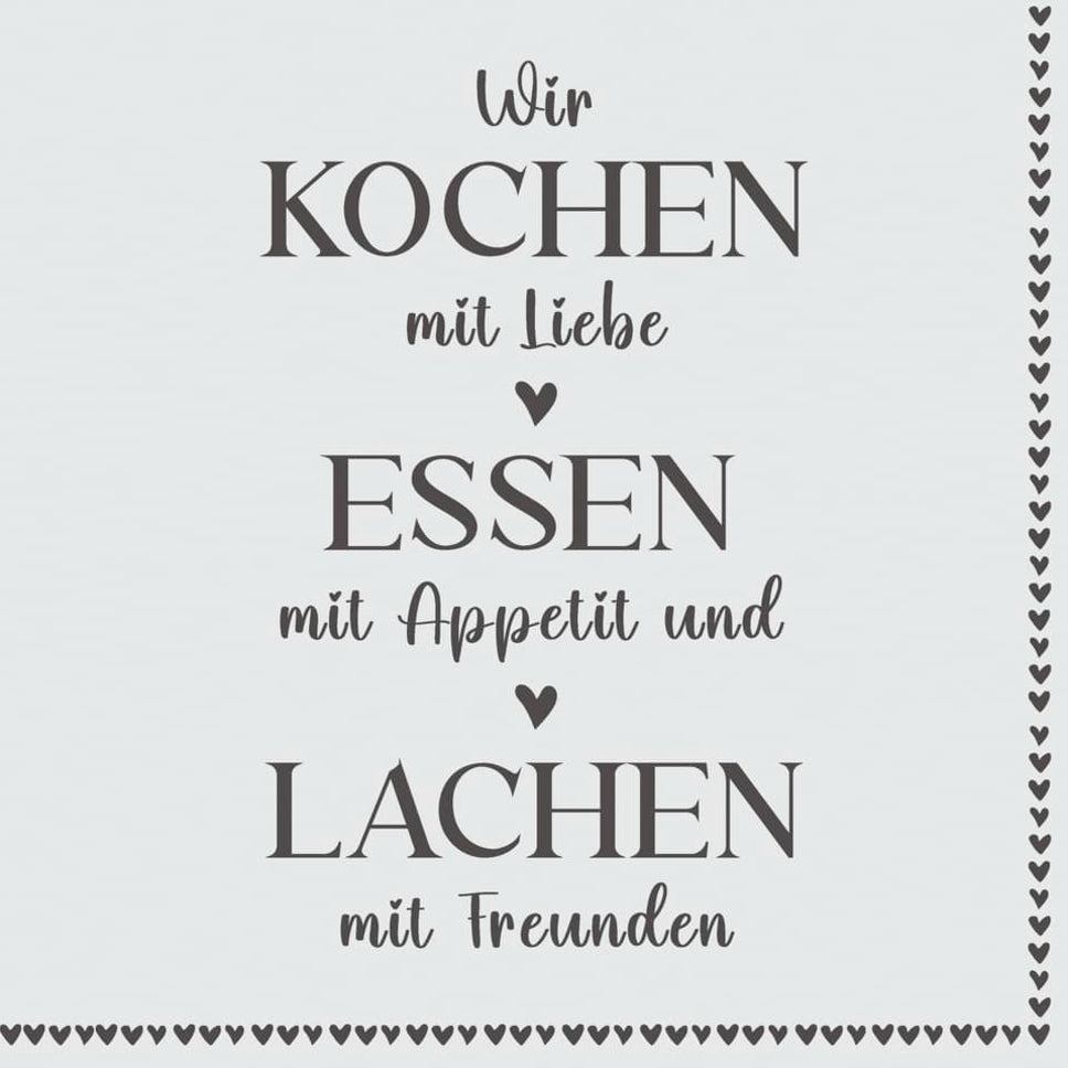 Paper + Design Servietten Cook & Eat weiss – 33 × 33 cm, 3-lagig – 20 Stück