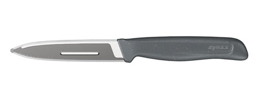 Zyliss Schälmesser 10 cm, Edelstahlklinge, Wellenschliff, Kunststoffgriff grau