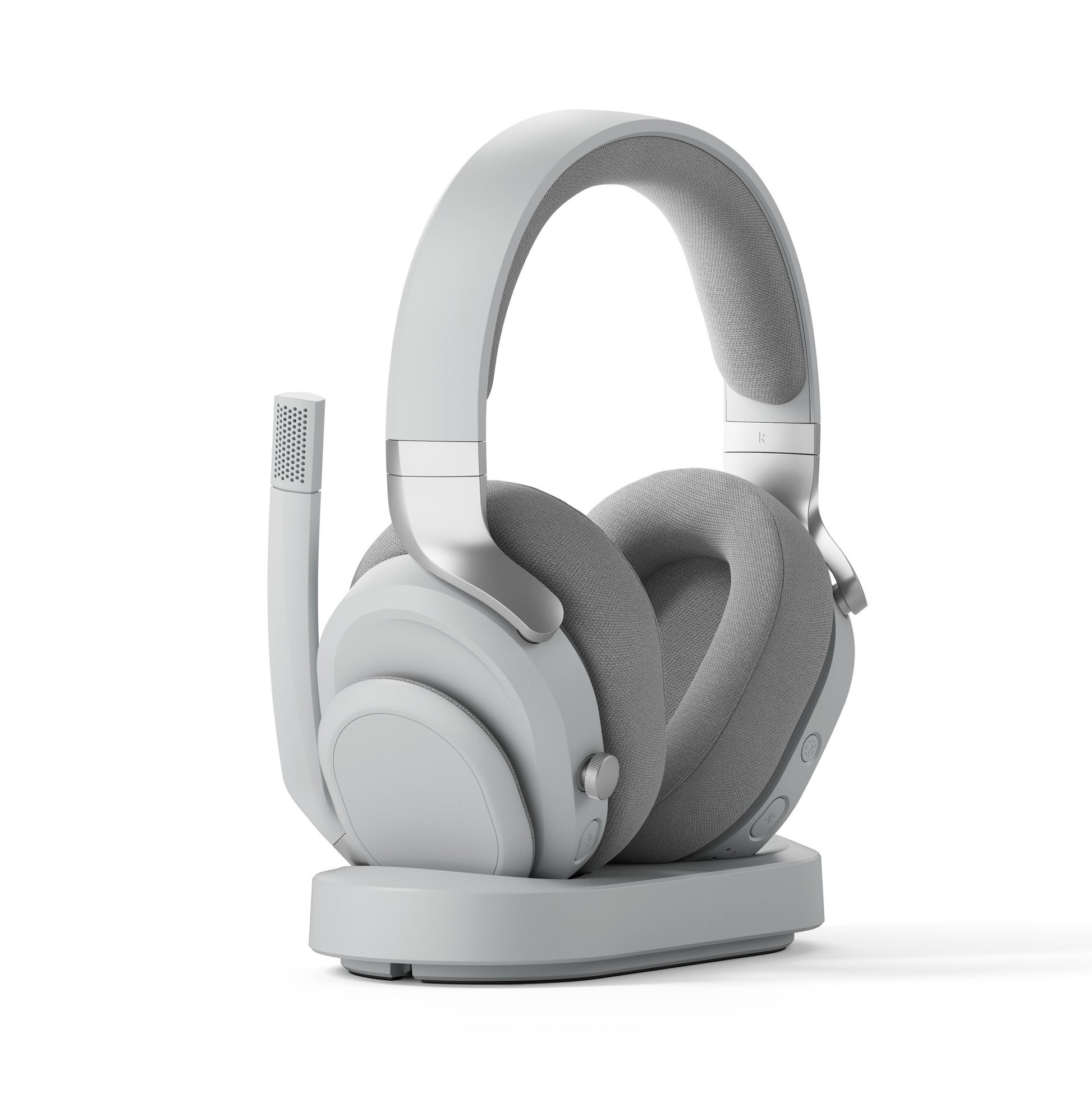 Fractal Design Scape Light Gaming-Headset – On-Ear, Stereo, Kabel (USB-C) + BT, mit Ladestation, Grau
