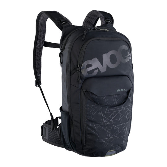 EVOC Sportrucksack Stage – 12 l, wasserabweisend, mit Regenabdeckung, Nylon – schwarz
