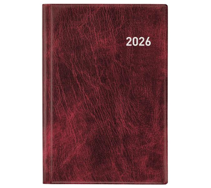 Biella Terminia Agenda – 1 Woche/2 Seiten, gebunden, 14,5 × 20,5 cm, 2026, weinrot, FSC