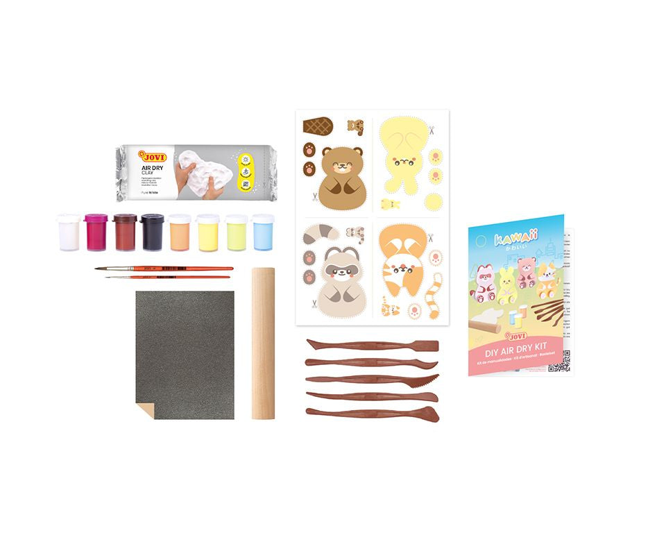 Jovi Kawaii Kreativ – Knete-/Modelliermasse-Set – 500 g – lufthärtend – 8 Farben – ab 6 Jahren