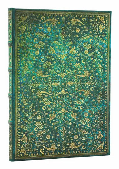 Paperblanks Notizbuch, blanko, Fadenheftung, Hardcover, 144 Seiten, 120 g/m² – smaragdgrün, Muster