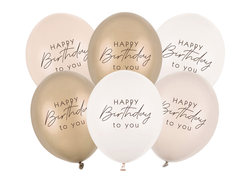 PartyDeco Happy Birthday Luftballons – mehrfarbig – Ø 30 cm – Latex – 6 Stk