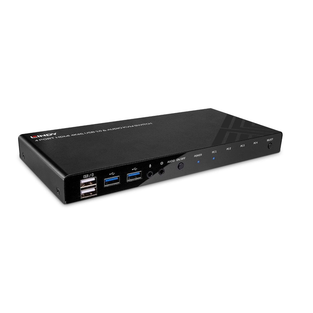 Lindy KVM-Switch 4 Port, HDMI/USB 3.2 Gen 1, 4K (3840 × 2160), Audio