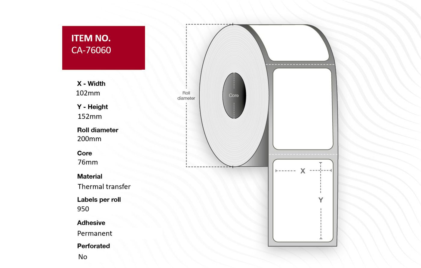 Capture Drucketiketten, 102 mm × 152 mm, beschichtet, permanent, 4 Rollen, 950 Etiketten pro Rolle