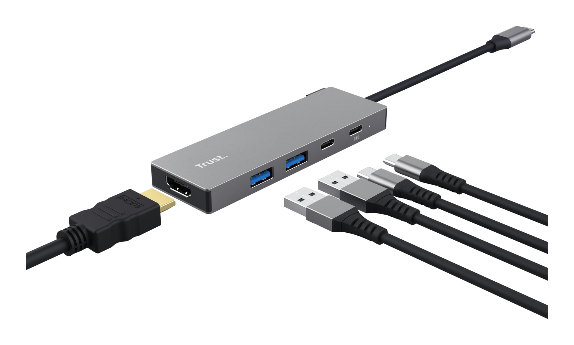Trust Dalyx Multiport-Adapter – USB-C, 1× HDMI, 2× USB-A, 2× USB-C, für Windows/Mac