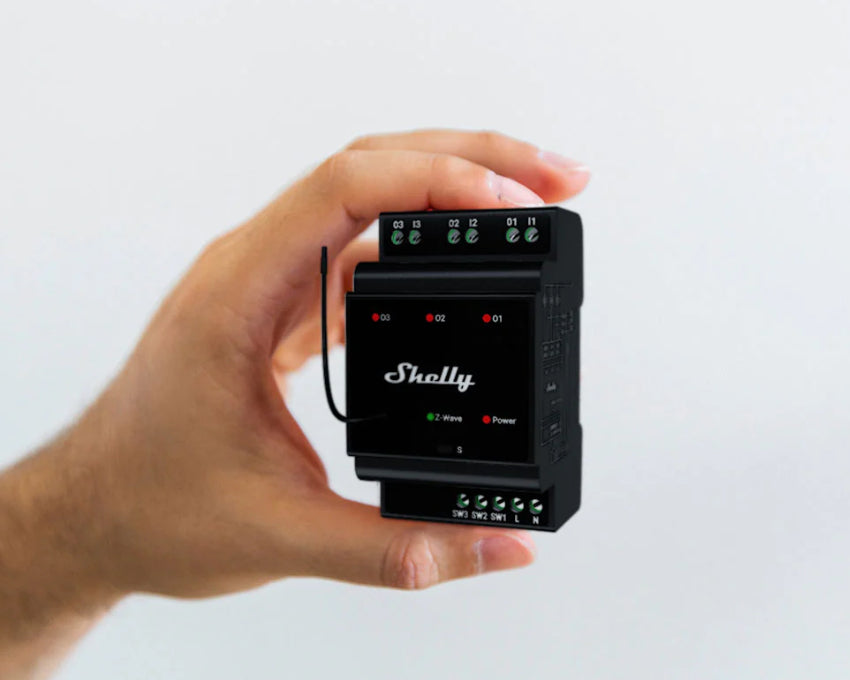 Shelly Wave Pro 3 EU LR – Smart-Hub/Bridge – Z-Wave, 3 Kanäle, 16 A pro Kanal, DIN-Schienen-Montage
