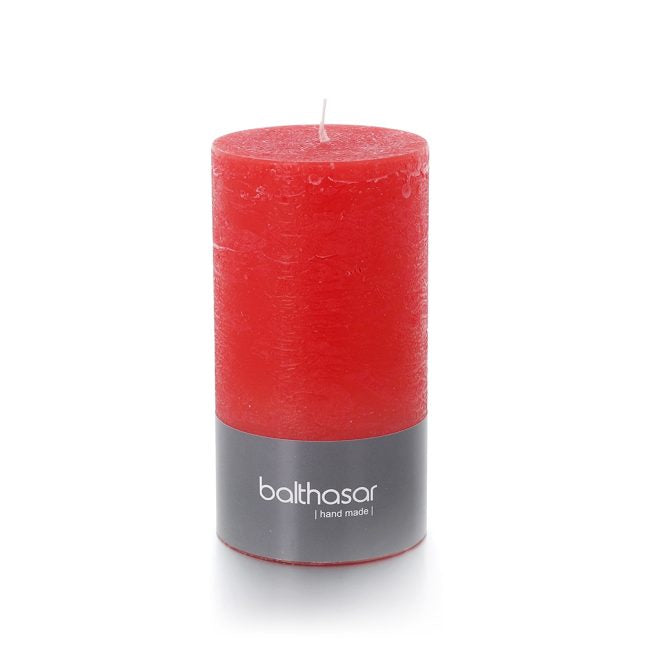 Balthasar Zylinderkerze Rustico – Ø 7 × 13 cm – Paraffin, rot – 60 h