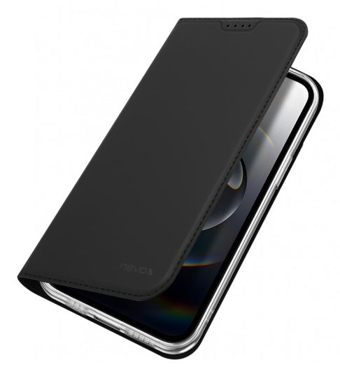 Nevox Vario Folio – für Apple iPhone 16e, mit Ständer, mit Kartenfach, PU+TPU, schwarz, Magnetverschluss