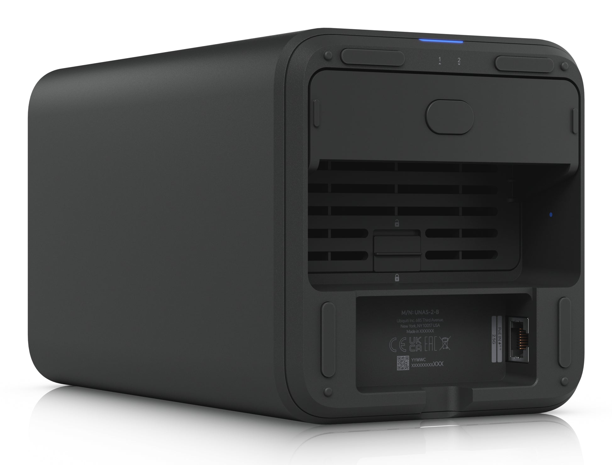 Ubiquiti UniFi Network Attached – 2-Bay Desktop NAS – ARM Cortex-A57 1,7 GHz, 4 GB RAM, 2,5GbE, für 3,5" HDD