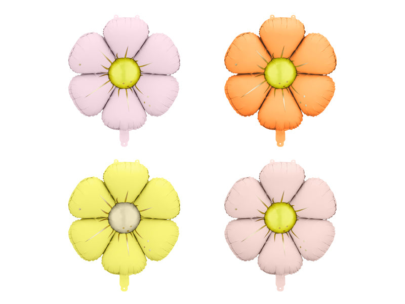 PartyDeco Folienballon Gänseblümchen – Mehrfarbig – Ø 45 cm – Folie – 4 Stk