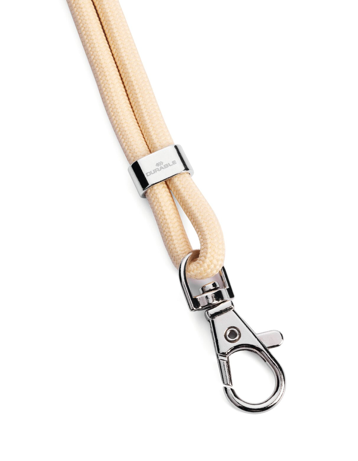 Durable Ausweishalter mit Textilband, Karabiner – Beige – rPET – 460 × 6 mm