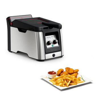 Tefal Fritteuse Clear Duo FR600DCH – 3,5 l Ölvolumen, 1,2 kg Kapazität, 30 min Timer – Schwarz/Edelstahl