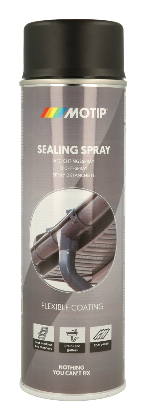 MoTip Dichtspray – für Beton, Metall und Kunststoff u. a. – 500 ml – schwarz