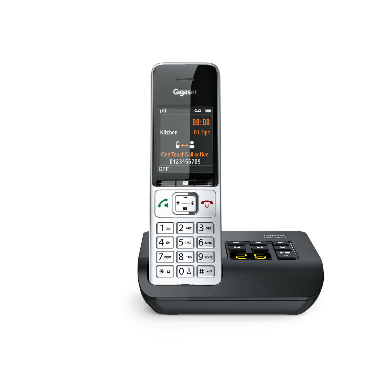 Gigaset Comfort 500A – DECT-Telefon mit Basis, 2,2", mit Anrufbeantworter, Freisprechen, silber