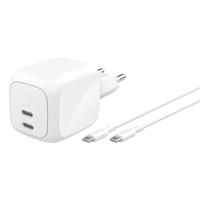 Belkin BOOSTCHARGE Ladegerät – 67 W, 2× USB-C, PD, PPS, inkl. 2 m Kabel